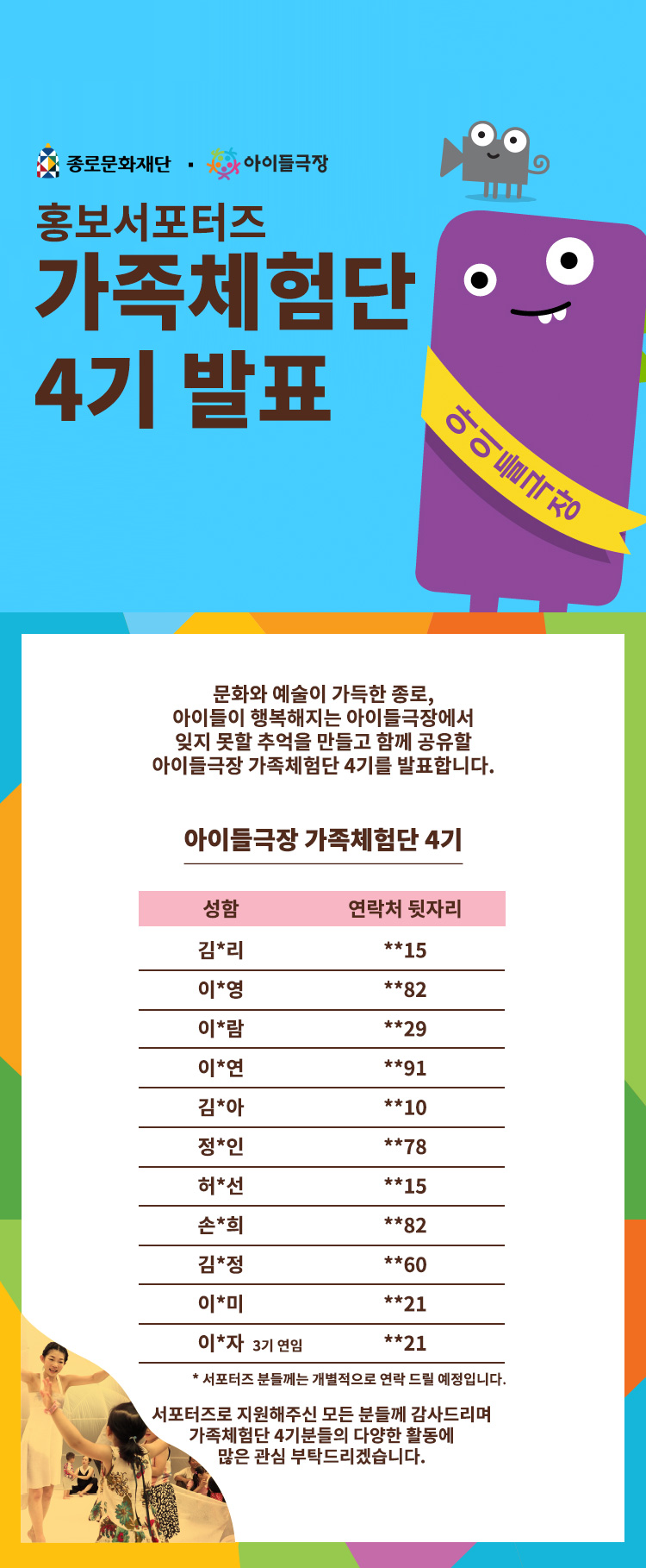 아이들극장 가족체험단 4기 발표 시안