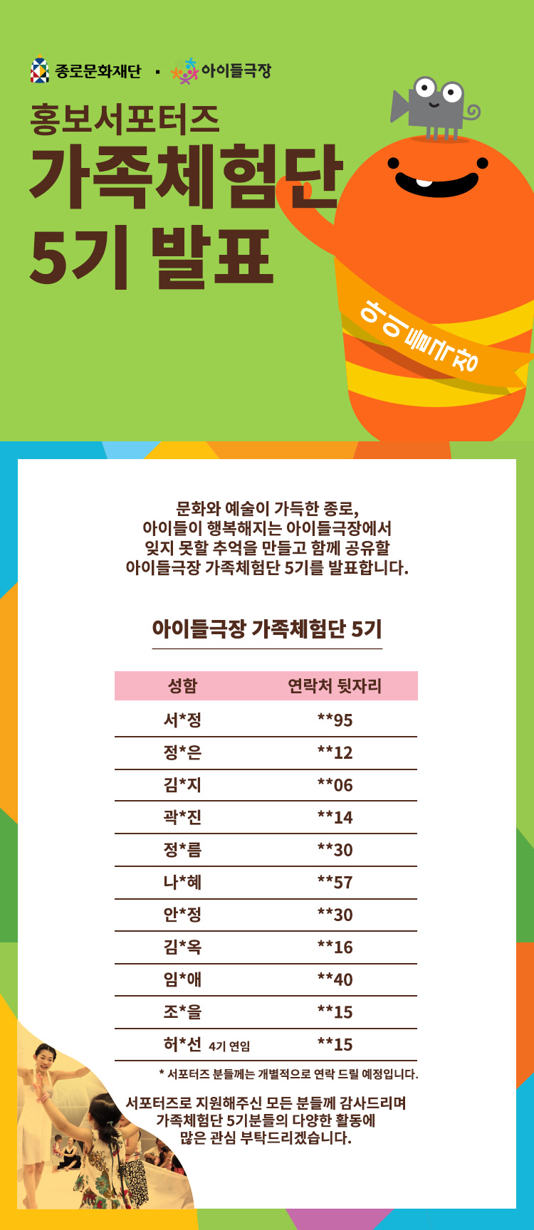 아이들극장 체험단 발표